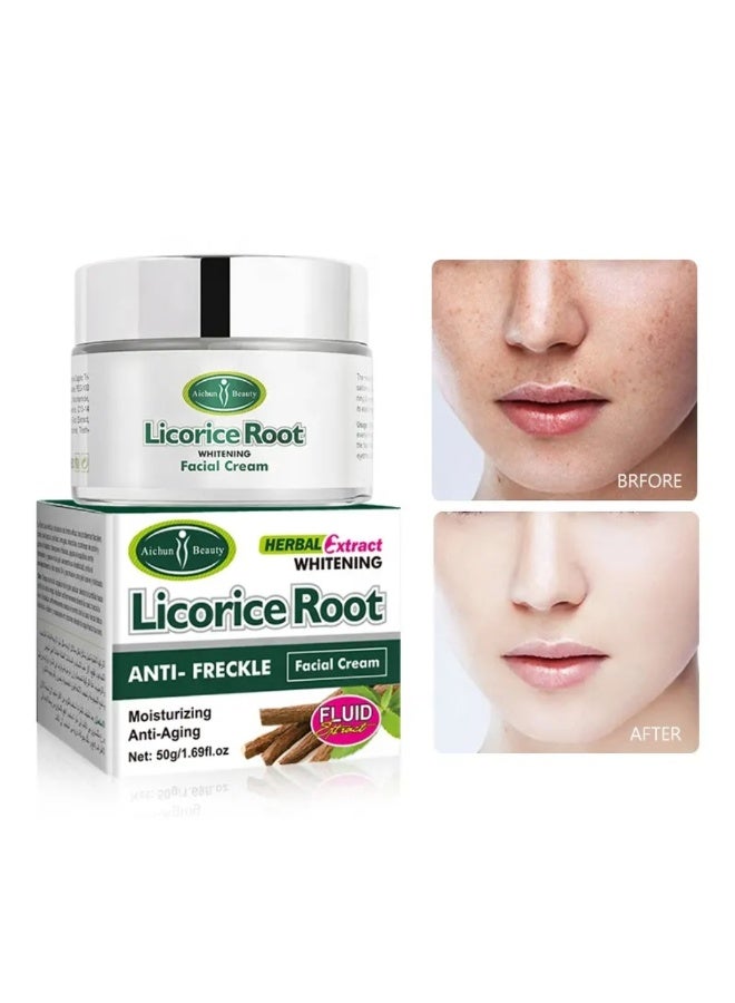 Aichun beauty Licorice Root Anti-Freckle Facial Cream 50G, Whitening Moisturizing Anti-Aging Licorice Extract Face Cream - Image 2